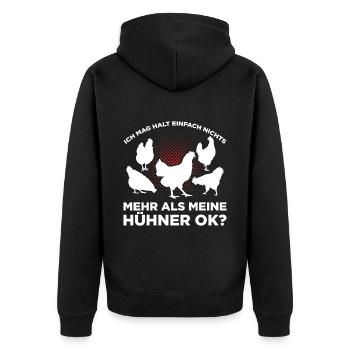 Ich Mag Halt Einfach Nichts Mehr Als Meine Hühner - Unisex Premium Bio Zip Hoodie - Schwarz - Hinten - Nico (187cm)