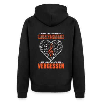 Eine Großartige Musiklehrerin Ist Unmöglich Zu Ver - Unisex Premium Bio Zip Hoodie - Schwarz - Hinten - Nico (187cm)