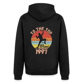 Geburtstag Klettern Bouldern seit September 1997 - Unisex Premium Bio Zip Hoodie - Schwarz - Hinten - Nico (187cm)