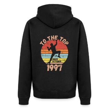 Geburtstag Klettern Bouldern seit Oktober 1997 - Unisex Premium Bio Zip Hoodie - Schwarz - Hinten - Nico (187cm)