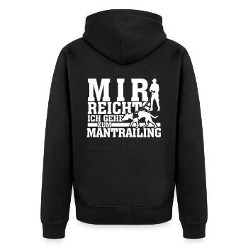 Mantrailing Suchhund Mantrailer - Unisex Premium Bio Zip Hoodie - Schwarz - Hinten - Nico (187cm)