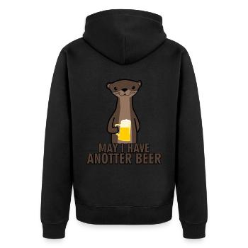 Otter May I have Anotter Beer - Unisex Premium Organic Zip Hoodie - black - Back - Nico (187cm)