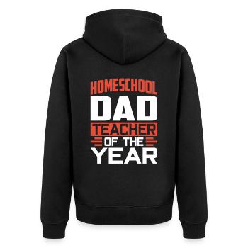 Homeschool Papa Lehrer Des Jahres Homeschooling - Unisex Premium Bio Zip Hoodie - Schwarz - Hinten - Nico (187cm)