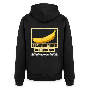 Bananenrepublik Banane Deutschland - Unisex Premium Bio Zip Hoodie - Schwarz - Hinten - Nico (187cm)