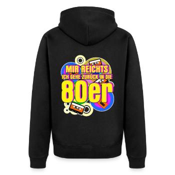 80er Jahre Retro 80s - Unisex Premium Bio Zip Hoodie - Schwarz - Hinten - Nico (187cm)