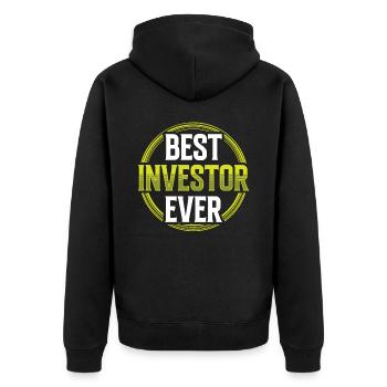 Bester Investor Aller Zeiten Investieren Anleger - Unisex Premium Bio Zip Hoodie - Schwarz - Hinten - Nico (187cm)