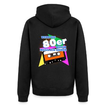 80s Disco 1980 80er Jahre - Unisex Premium Bio Zip Hoodie - Schwarz - Hinten - Nico (187cm)