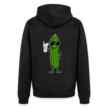 Gurke mit Cocktail Gurken - Unisex Premium Bio Zip Hoodie - Schwarz - Hinten - Nico (187cm)
