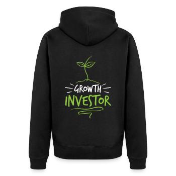 Wachstumsinvestor Growth Wachstum Anlegen Anleger - Unisex Premium Bio Zip Hoodie - Schwarz - Hinten - Nico (187cm)