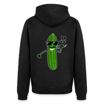 Gurke singt Sänger Gurken - Unisex Premium Bio Zip Hoodie - Schwarz - Hinten - Nico (187cm)