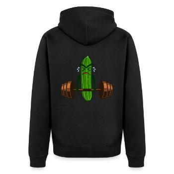 Gurke Bodybuilding Gurken - Unisex Premium Bio Zip Hoodie - Schwarz - Hinten - Nico (187cm)
