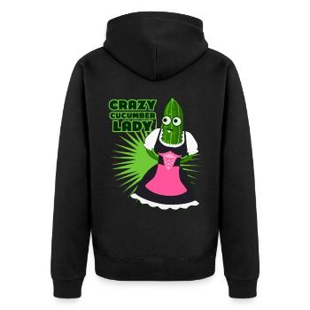 Gurken Dirndl Gurke - Unisex Premium Bio Zip Hoodie - Schwarz - Hinten - Nico (187cm)