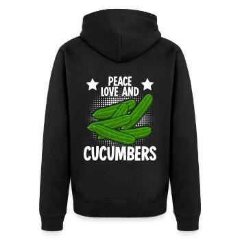 Gurken Cucumbers Gurke - Unisex Premium Bio Zip Hoodie - Schwarz - Hinten - Nico (187cm)