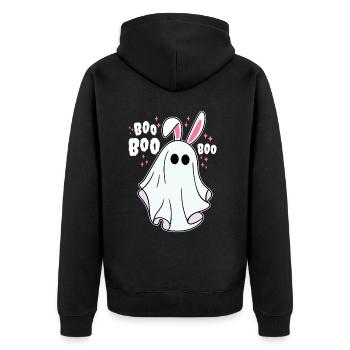 Boo boo Geist Halloween - Unisex Premium Bio Zip Hoodie - Schwarz - Hinten - Nico (187cm)