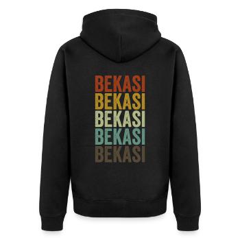 Bekasi Indonésie Rétro Vintage - Veste à capuche bio Premium Unisexe - noir - Dos - Nico (187cm)