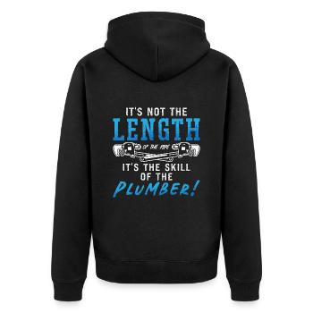 Plumber It's Not The Lenght Of The Pipe Plumbing - Unisex Premium Organic Zip Hoodie - black - Back - Nico (187cm)
