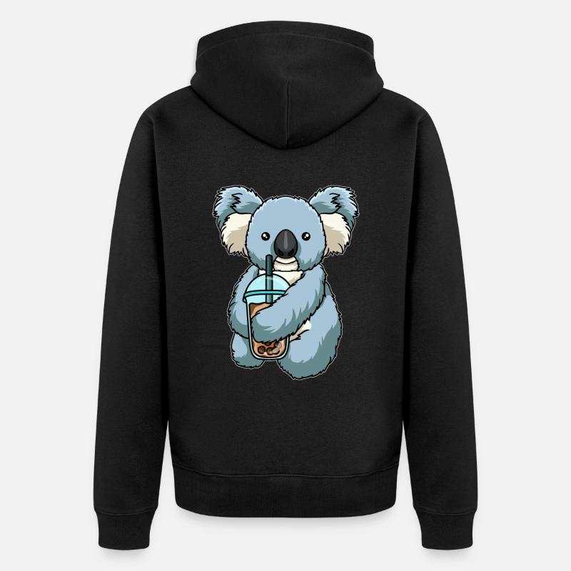 Koala trinkt Bubble Tea - Unisex Premium Bio Zip Hoodie - Schwarz