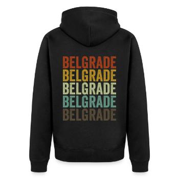 Belgrade Serbia Retro Vintage - Unisex Premium Organic Zip Hoodie - black - Back - Nico (187cm)