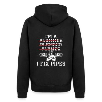 Plumber I'm A I Fix Pipes Plumbing Pipe Plumbers - Unisex Premium Bio Zip Hoodie - Schwarz - Hinten - Nico (187cm)