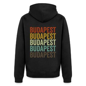Budapest Hongrie Rétro Vintage - Veste à capuche bio Premium Unisexe - noir - Dos - Nico (187cm)