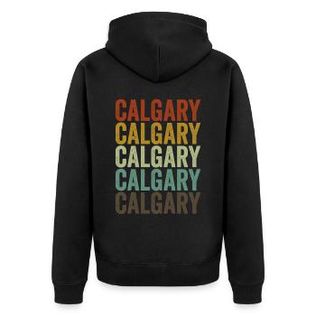 Calgary Canada Retro Vintage - Unisex Premium Organic Zip Hoodie - black - Back - Nico (187cm)