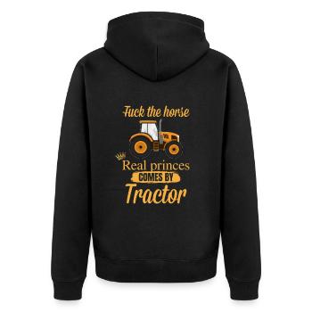 Fuck the horse de vrais princes viennent avec le tracteur - Veste à capuche bio Premium Unisexe - noir - Dos - Nico (187cm)