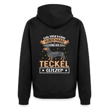 Das Sind Keine Hundehaare Das Ist Teckel Glitzer H - Unisex Premium Bio Zip Hoodie - Schwarz - Hinten - Nico (187cm)