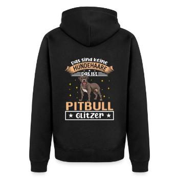 Das Sind Keine Hundehaare Das Ist Pitbull Glitzer - Unisex Premium Bio Zip Hoodie - Schwarz - Hinten - Nico (187cm)