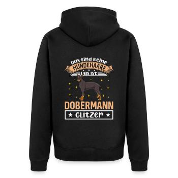 Das Sind Keine Hundehaare Das Ist Dobermann Glitze - Unisex Premium Bio Zip Hoodie - Schwarz - Hinten - Nico (187cm)