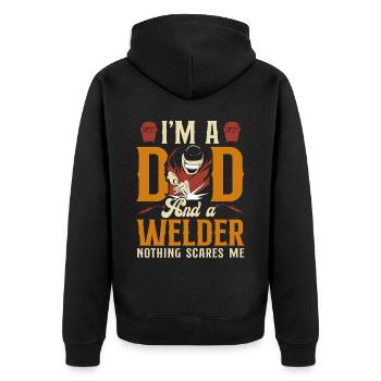 Welder Welding Dad Father Vintage - Unisex Premium Organic Zip Hoodie - black - Back - Nico (187cm)