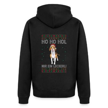 Beagle Weihnachten - Unisex Premium Bio Zip Hoodie - Schwarz - Hinten - Nico (187cm)