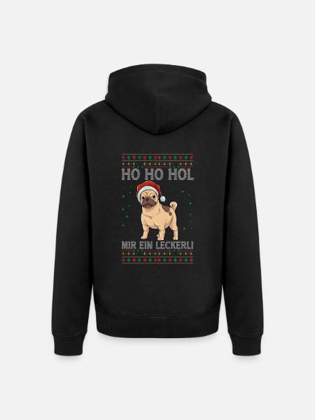 Mops Weihnachten - Unisex Premium Bio Zip Hoodie - Schwarz