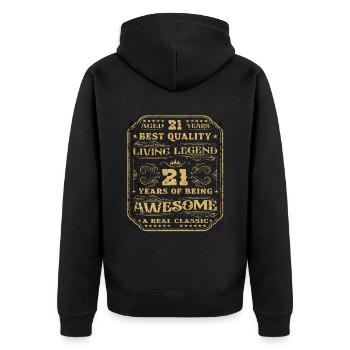 21 birthday 21 years man 21 years legendary 21 - Unisex Premium Organic Zip Hoodie - black - Back - Nico (187cm)