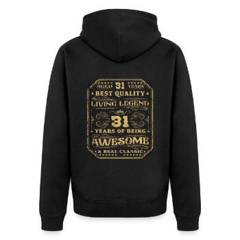 31 Anniversaire 31 ans Homme 31 ans légendaire 31 - Veste à capuche bio Premium Unisexe - noir - Dos - Nico (187cm)