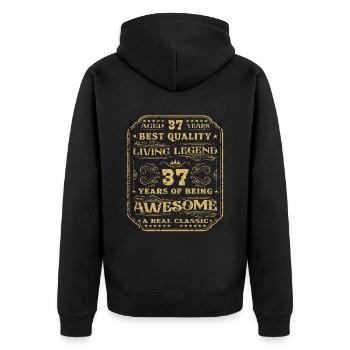 37 birthday 37 years man 37 years legendary 37 - Unisex Premium Organic Zip Hoodie - black - Back - Nico (187cm)