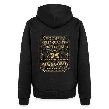 34 Geburtstag 34 Jahre Mann 34 jahre legende 34 - Unisex Premium Bio Zip Hoodie - Schwarz - Hinten - Nico (187cm)