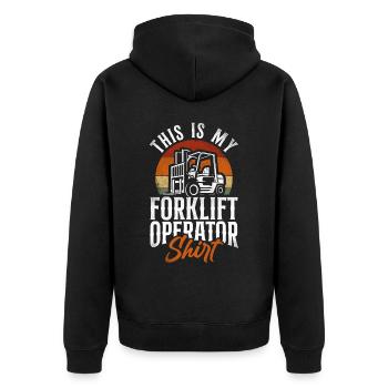 Certified Forklift Truck Operator - Unisex Premium Organic Zip Hoodie - black - Back - Nico (187cm)