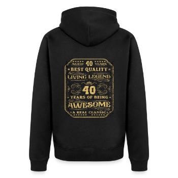 40 Geburtstag 40 Jahre Mann 40 jahre legende 40 - Unisex Premium Bio Zip Hoodie - Schwarz - Hinten - Nico (187cm)