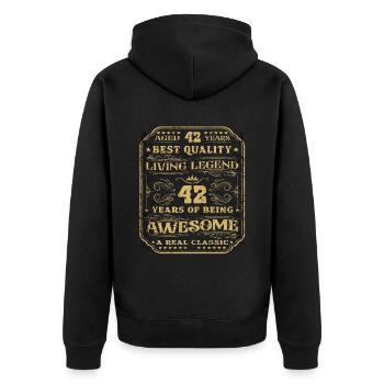 42 birthday 42 years man 42 years legendary 42 - Unisex Premium Organic Zip Hoodie - black - Back - Nico (187cm)