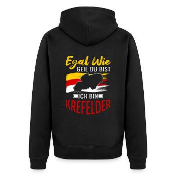 Egal Wie Geil Du Bist Ich Bin Krefelder - Unisex Premium Bio Zip Hoodie - Schwarz - Hinten - Nico (187cm)