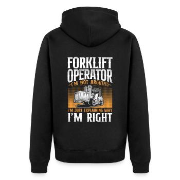 Certified Forklift Truck Operator - Unisex Premium Organic Zip Hoodie - black - Back - Nico (187cm)