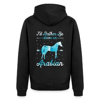 Reiten Auf Einem Arabischen Pferd - Unisex Premium Bio Zip Hoodie - Schwarz - Hinten - Nico (187cm)