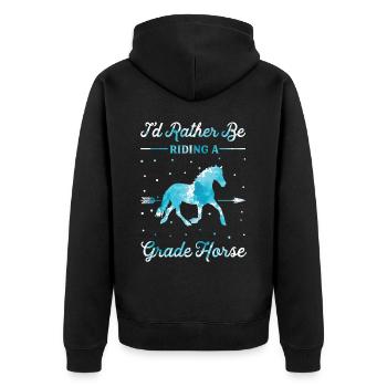 Riding On A First-Class Horse - Unisex Premium Organic Zip Hoodie - black - Back - Nico (187cm)