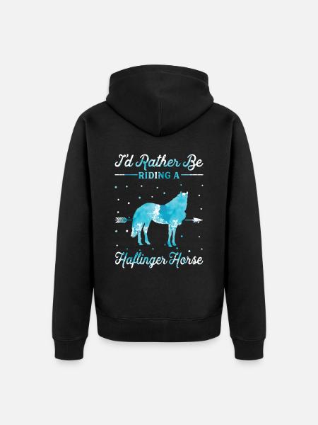 Monter sur un cheval Haflinger - Veste à capuche bio Premium Unisexe - noir