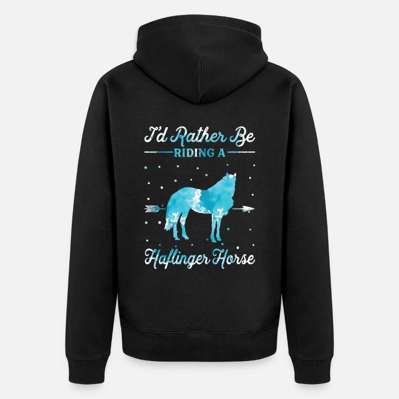Monter sur un cheval Haflinger - Veste à capuche bio Premium Unisexe - noir
