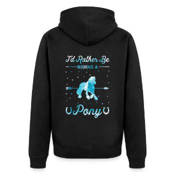 Riding a pony - Unisex Premium Organic Zip Hoodie - black - Back - Nico (187cm)