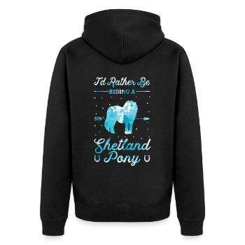 Chevaucher un poney Shetland - Veste à capuche bio Premium Unisexe - noir - Dos - Nico (187cm)