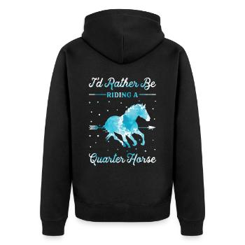Riding a Quarter Horse - Unisex Premium Organic Zip Hoodie - black - Back - Nico (187cm)