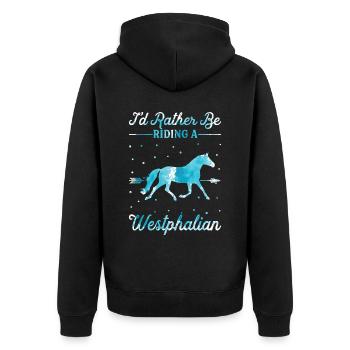Monter sur un cheval westphalien - Veste à capuche bio Premium Unisexe - noir - Dos - Nico (187cm)