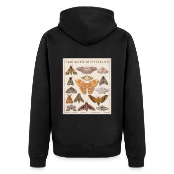 Catalogue The Sarcastic Butterfly Moth - Unisex Premium Organic Zip Hoodie - black - Back - Nico (187cm)